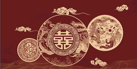 红色婚礼背景 中式婚礼背景 