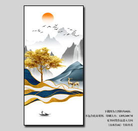 现代简约轻奢山水画玄关