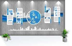 蓝色大气商务风企业文化墙