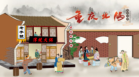 重庆火锅背景墙画