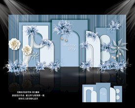 蓝白色婚礼背景