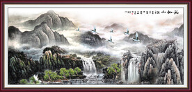 国画山水流水生财