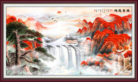 国画鸿运当头流水生财