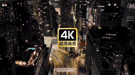 航拍现代城市群街道夜景