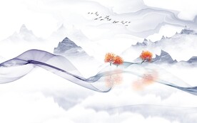 高档 山水画无框画 TIF分层