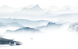 中式山水画无框画 TIF分层