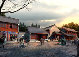 古建筑高清分层PSD效果图