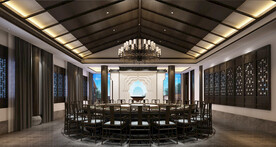 中式酒店餐厅包间模型效果图