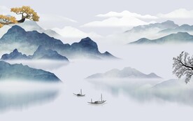 中国风新电视山水画 文件分层画