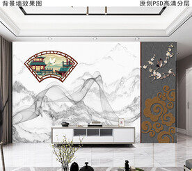 中国风现代简约大理石背景墙