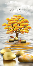 摇钱树玄关装饰画