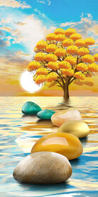 金钱树油画玄关背景墙