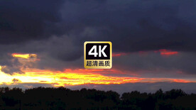 短视频素材晚霞天空中红色彩云