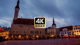 风景素材北欧小镇的夜晚