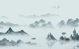 最新高档中式山水 文件分层 