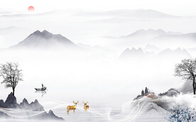 意境高档新款山水 文件分层 