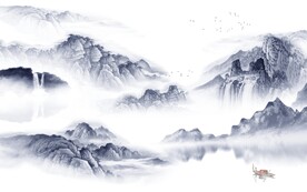中国风新背景山水画 文件分层画