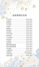 轻奢风皮肤管理价目表