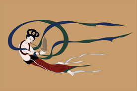 敦煌莫高窟404窟壁画吹笙飞天