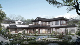 别墅会所仿古建筑效果图