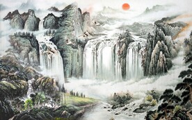 流水生财墙画