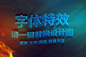 蓝色纹理3D立体字体特效