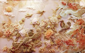 立体荷花电视背景墙