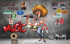 欧美风MUSI酒吧KTV背景墙