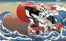 浮世绘日本料理餐饮背景墙壁画