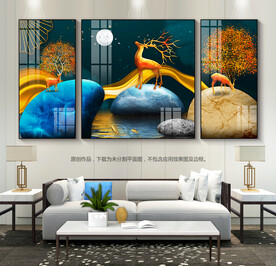 现代抽象装饰画石来运转挂画壁画