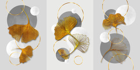 装饰画 三联画 叶子