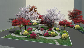 居民小区局部绿化设计案例效果图