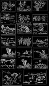 CAD荷花雕刻装饰画 