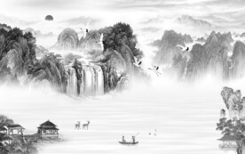 最新客厅山水背景 TIF分层