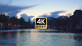 短视频素材傍晚河畔上小城镇