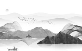 线条 灰色山水 TIF文件分层