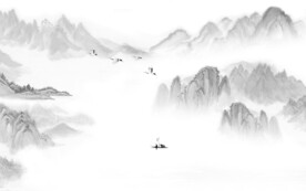 高档灰色墙画山水 TIF分层