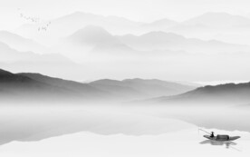 大气灰色墙画山水 TIF分层