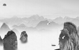 中式客厅山水背景 TIF分层 