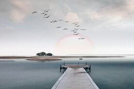 装饰画 晶瓷画 桥 湖