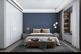 现代轻奢主卧室模型效果图设计