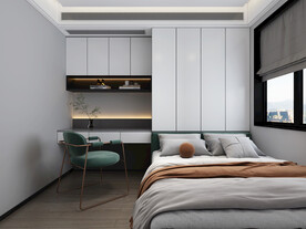 现代轻奢榻榻米卧室模型效果图