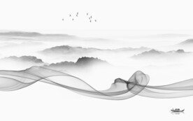 中国风灰山水画 tif文件分层