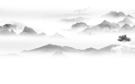 大气 灰山水画 tif文件分层