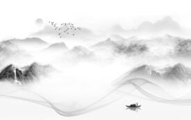 爆款客厅灰山水画 tif分层