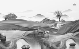 爆款灰山水画 tif文件分层