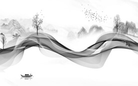 新中式山水灰色新画 TIF分层