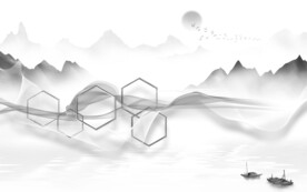 大卖山水画灰色画 TIF分层