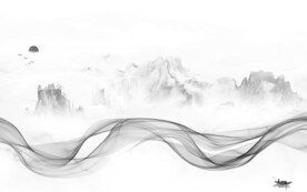 中国风山水画灰色画 TIF分层