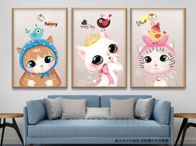 卡通猫咪大眼萌宠物无框画